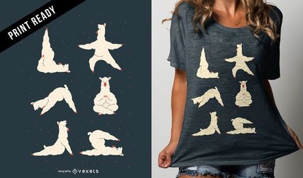 Llama Yoga Funny Cute Cartoon T-shirt Design