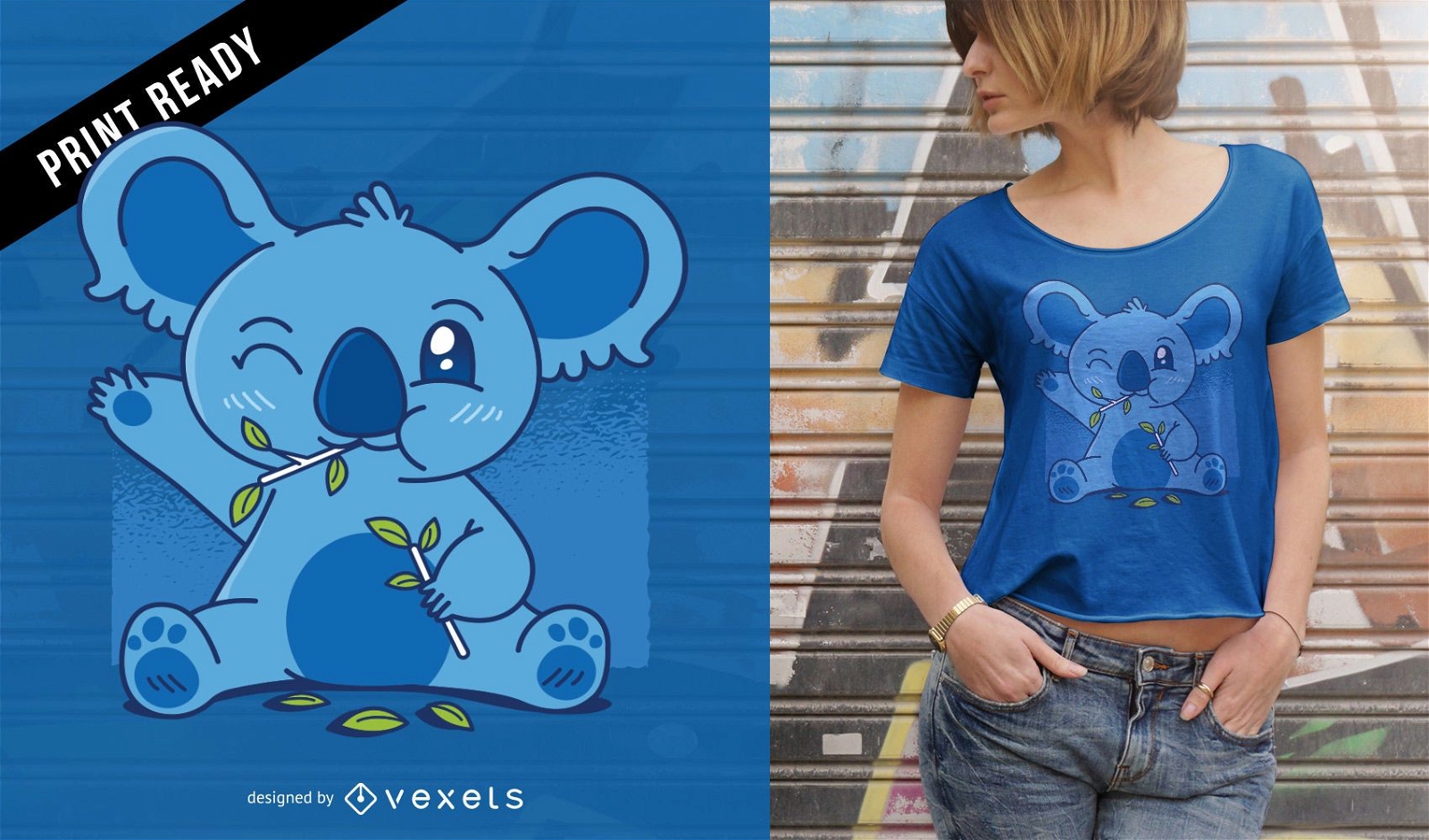 Cute Koala Eating Eucalyptus T-shirt Design