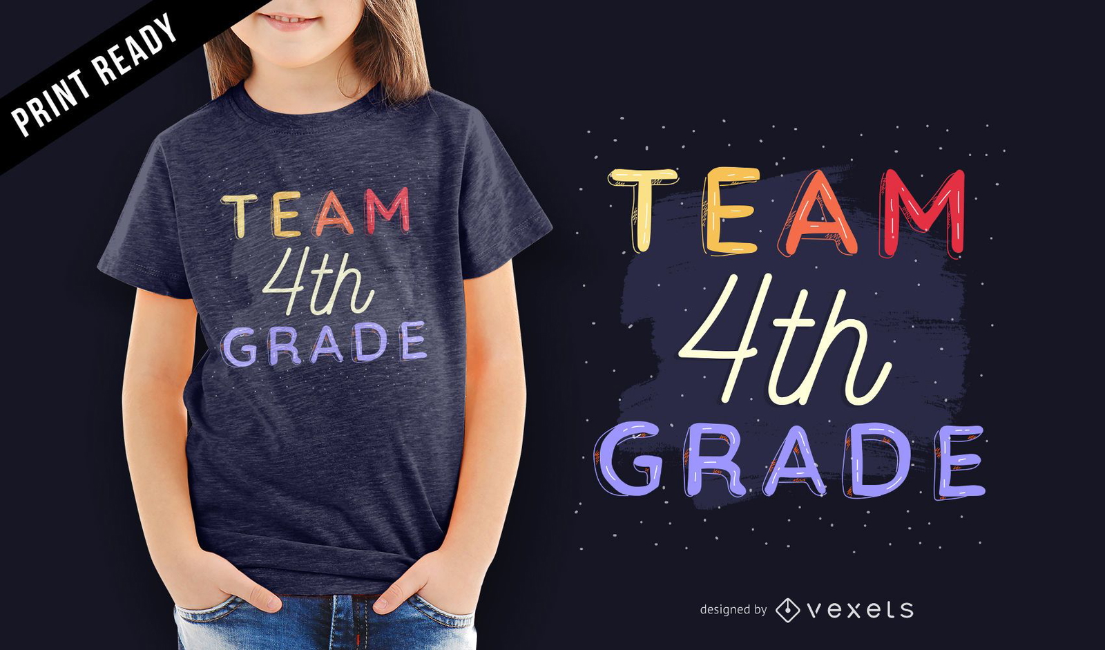 Team 4th Grade School Teacher Student Kids T-shirt Design Vector Download