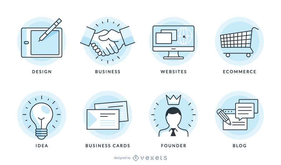 Conjunto de gráficos de vector de iconos de negocios Conjunto de gráficos de vector de iconos de negocios