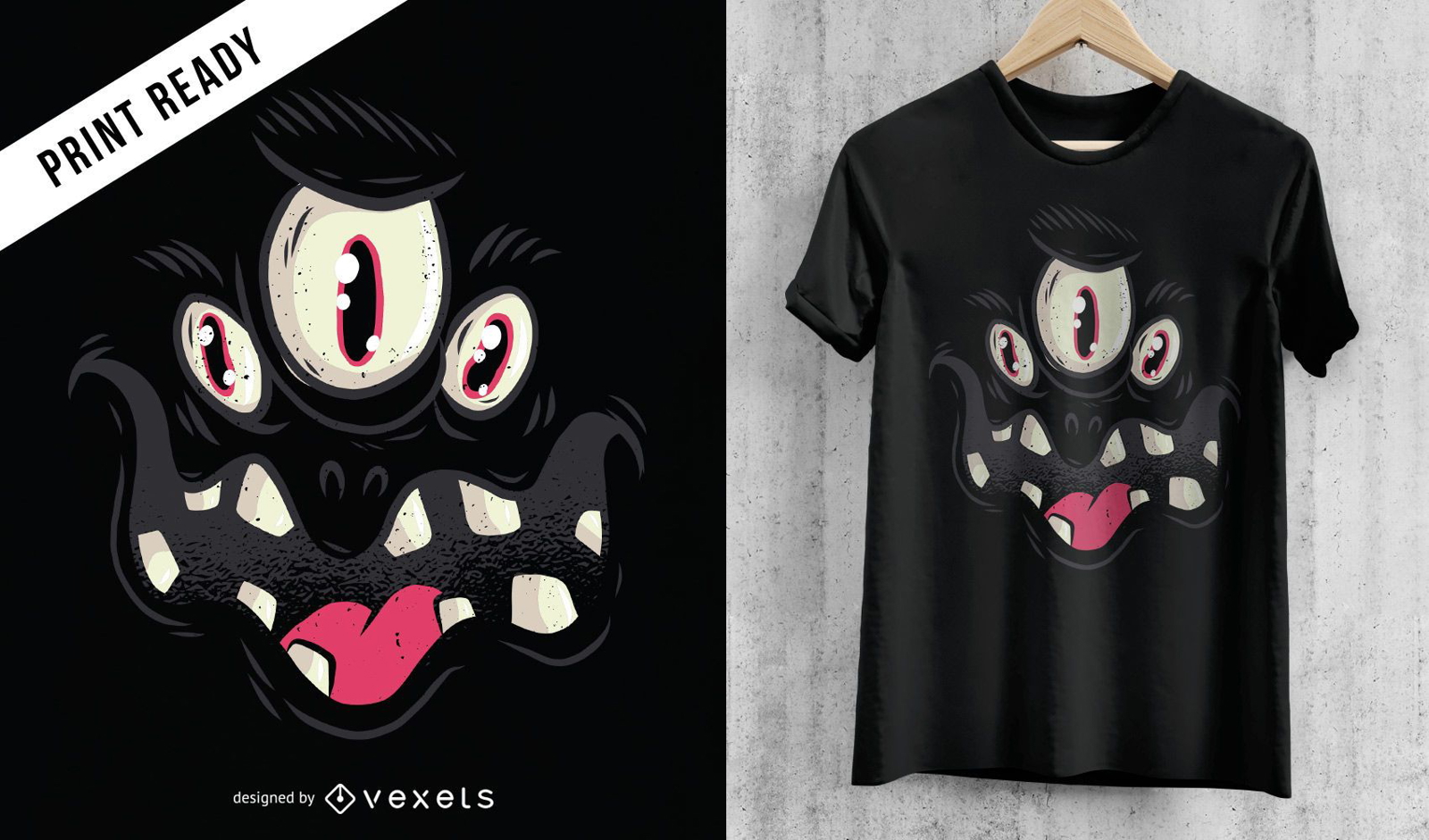 Dise?o de camiseta Black Monster Face Halloween