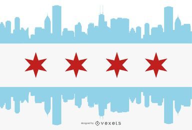 Chicago flag city silhouette Chicago flag city silhouette
