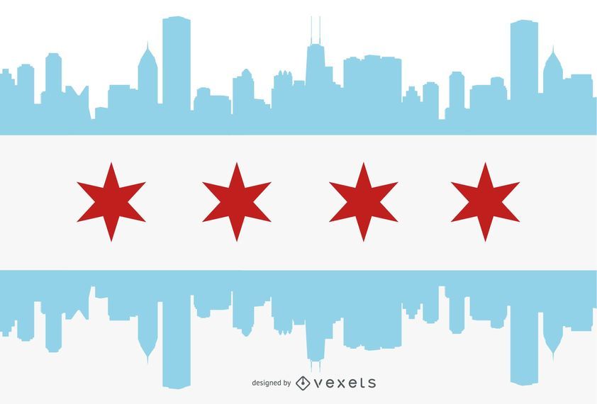 Silueta de la ciudad bandera de chicago Silueta de la ciudad bandera de chicago