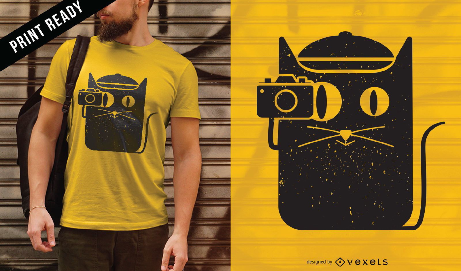 Cat and camera t-shirt design