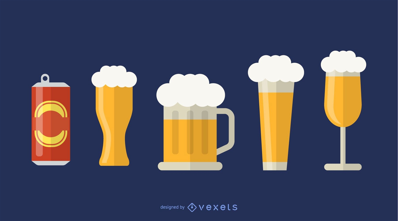 Beer glasses icon set