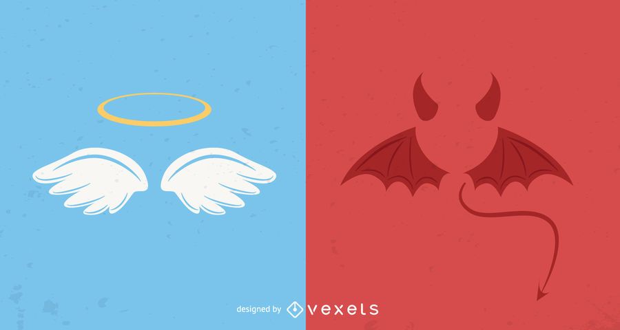 Angel and devil icons Angel and devil icons