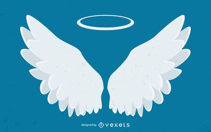 Asas de anjo e ilustração de halo Asas de anjo e ilustração de halo
