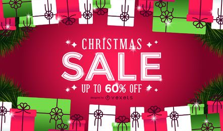 Fondo de regalos de venta de navidad