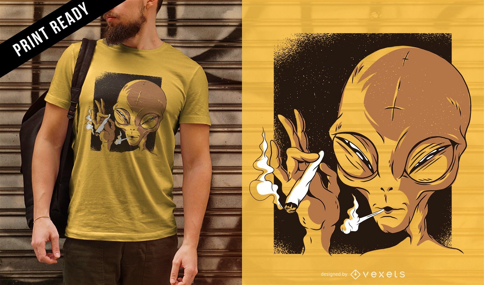 Alien rauchendes T-Shirt Design