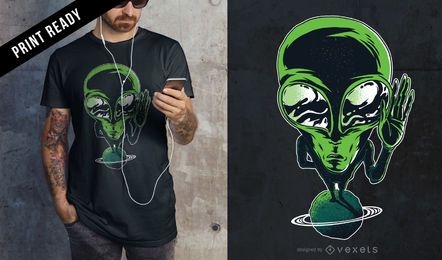 Design de camiseta alienígena no planeta
