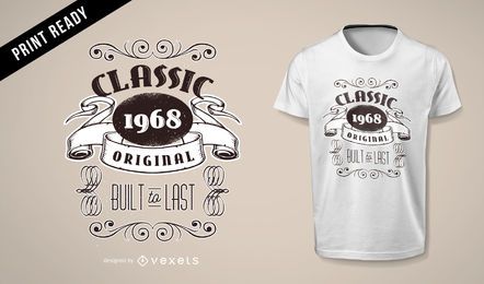 VINTAGE ORIGINAL RETRO 1968 HOMENS MULHERES ANIVERSÁRIO T-SHIRT DESIGN VINTAGE ORIGINAL RETRO 1968 HOMENS MULHERES ANIVERSÁRIO T-SHIRT DESIGN