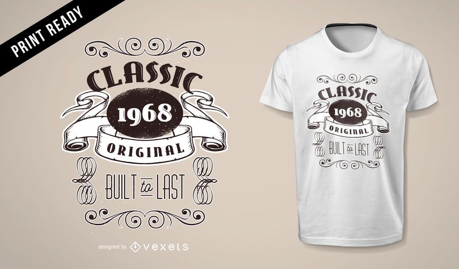 VINTAGE ORIGINAL RETRO 1968 HOMENS MULHERES ANIVERSÁRIO T-SHIRT DESIGN VINTAGE ORIGINAL RETRO 1968 HOMENS MULHERES ANIVERSÁRIO T-SHIRT DESIGN