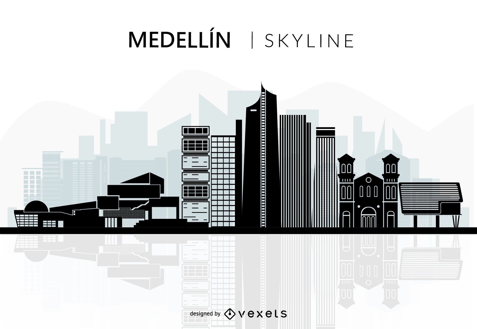 Medellin skyline silhouette