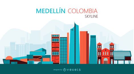 Medellin skyline ilustração Medellin skyline ilustração