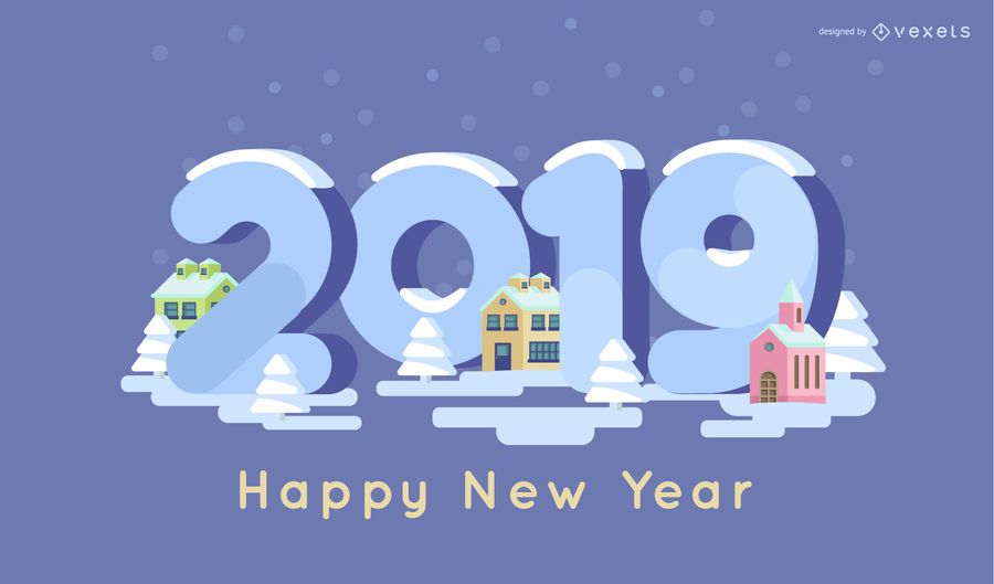 Happy new year snow illustration Happy new year snow illustration