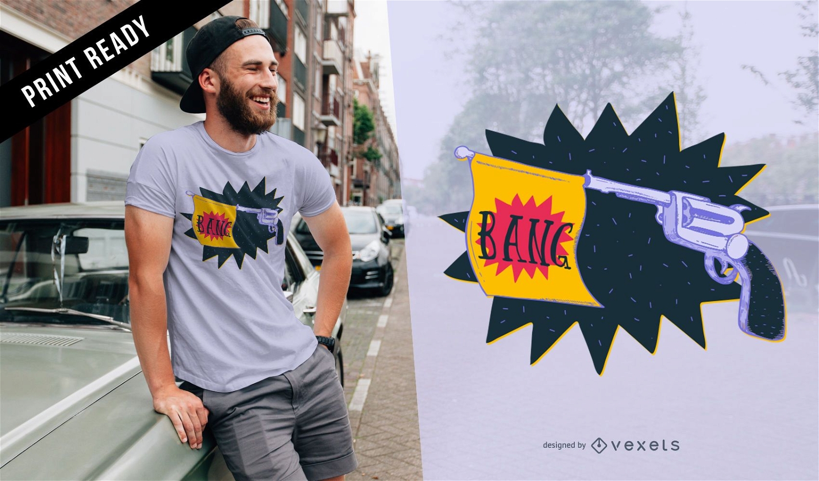 Design de t-shirt Revolver bang