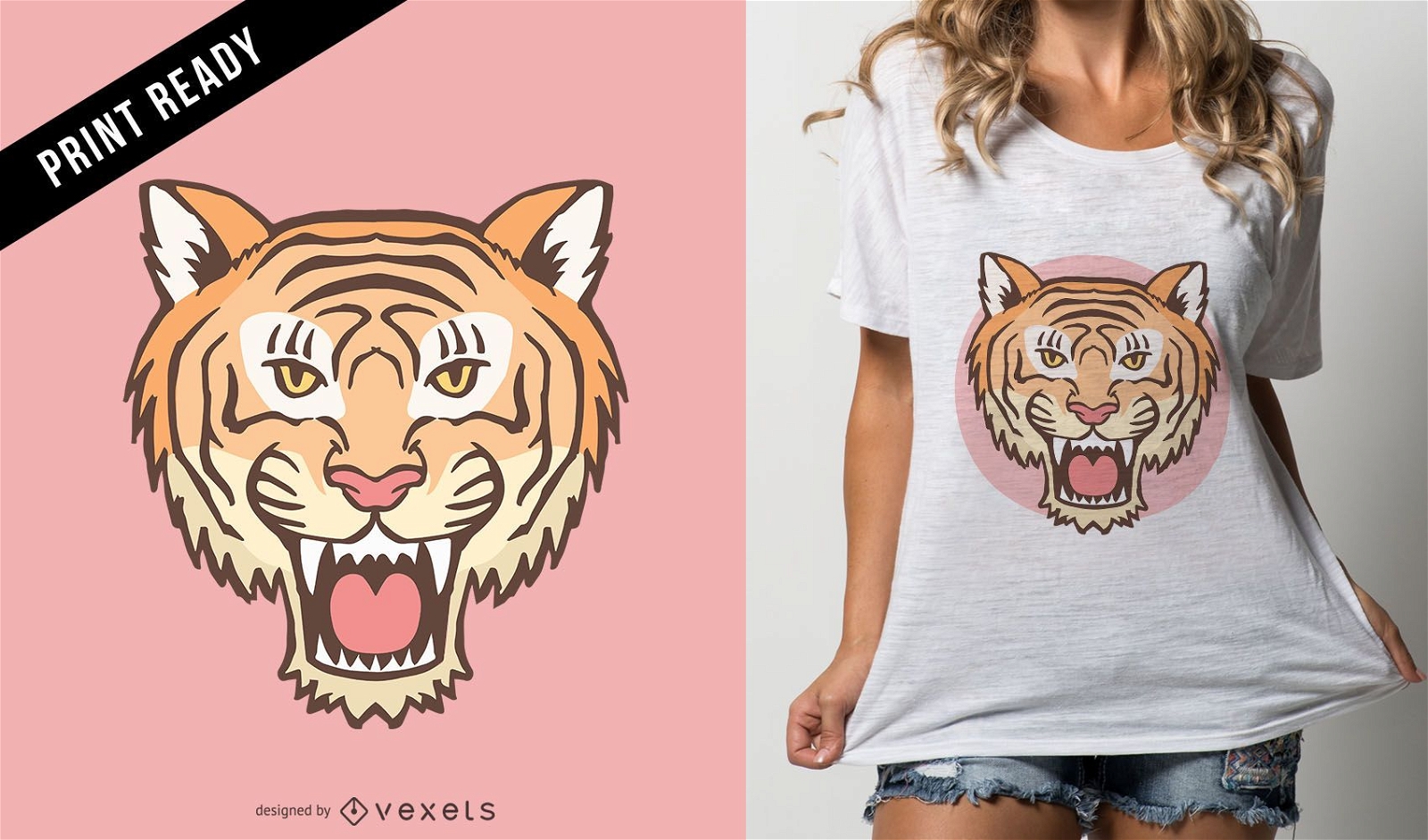 Design de camiseta com cabe?a de tigre