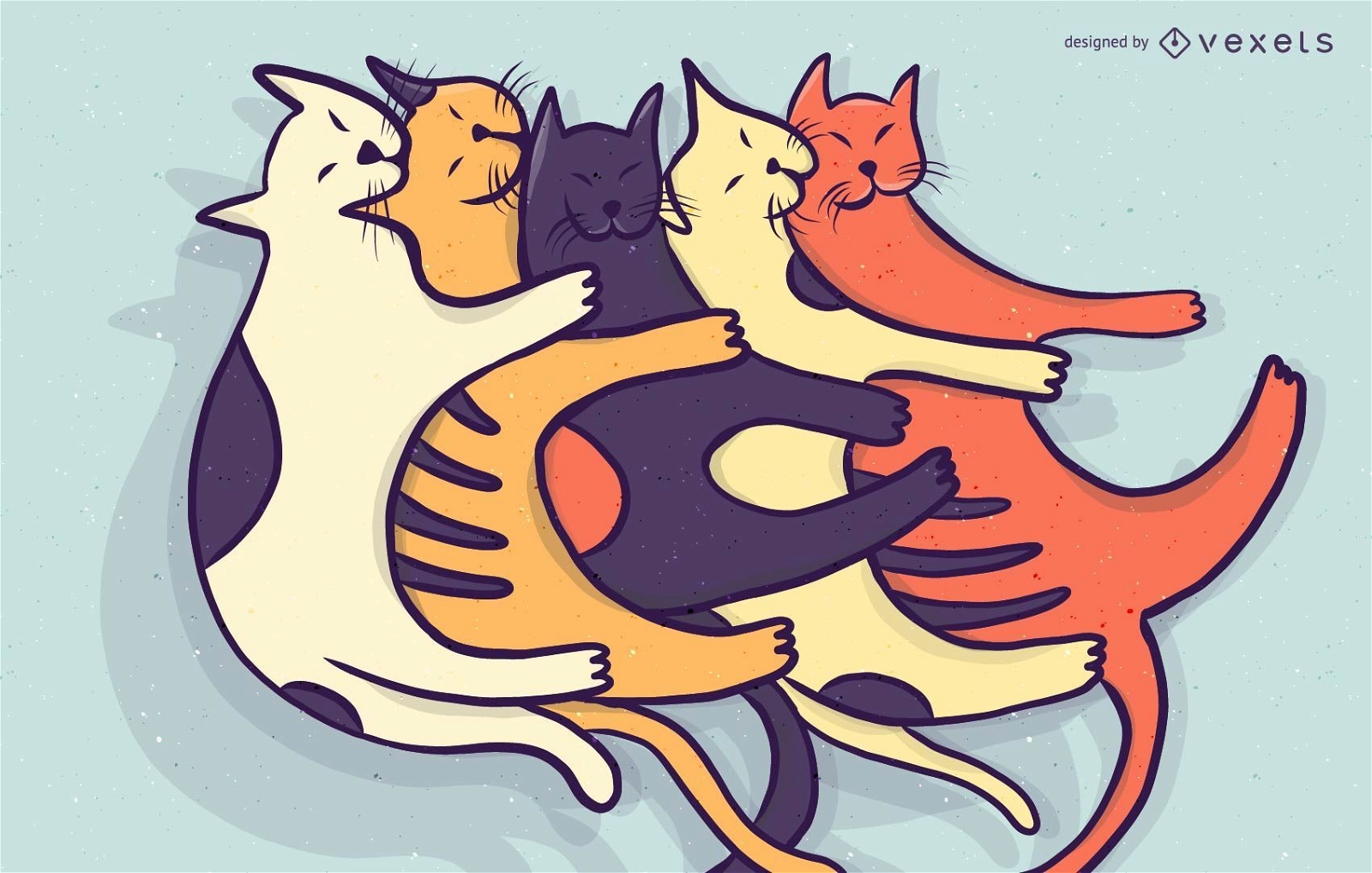 Stapel von Katzenkarikaturillustration