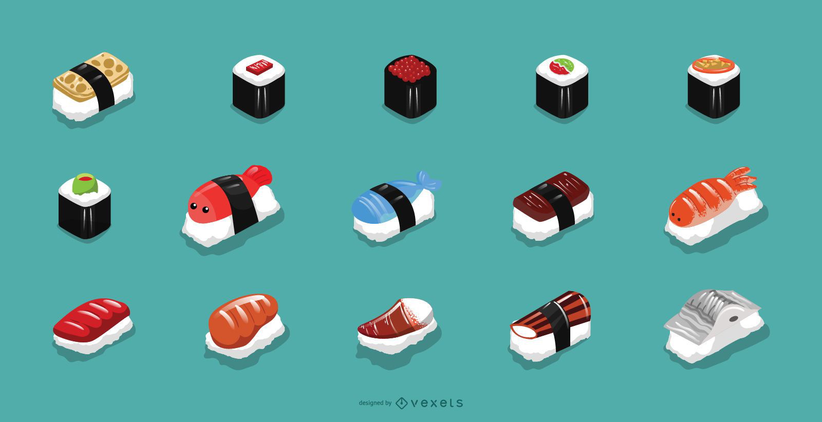 Cole??o de ?cones de sushi