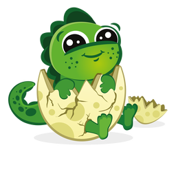 Bebé dino en dibujos animados de cáscara de huevo Diseño PNG