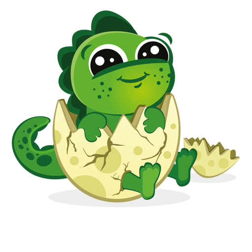 Baby dino in eggshell cartoon PNG Design