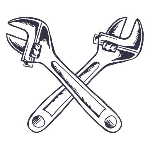 Crossed adjustable wrenches logo PNG Design