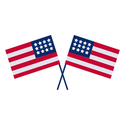Crossed american flags design element