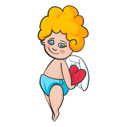 Cupid hiding heart cartoon