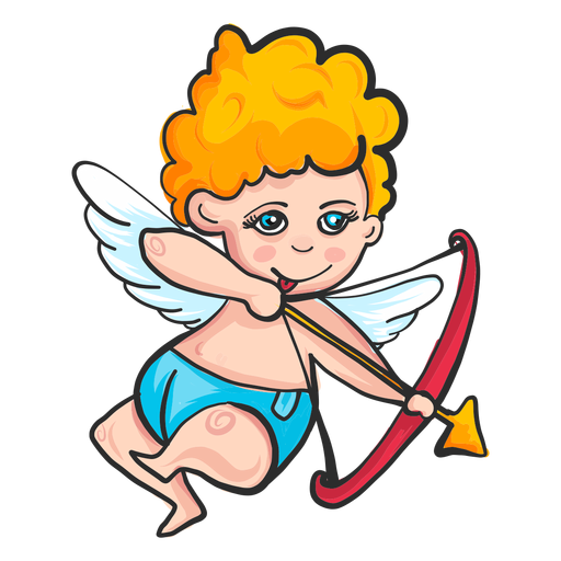 Cupid shooting arrow cartoon PNG Design