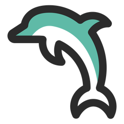 Ícone de traço colorido de golfinho pulando Transparent PNG