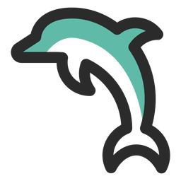 Jumping dolphin colored stroke icon Jumping dolphin colored stroke icon