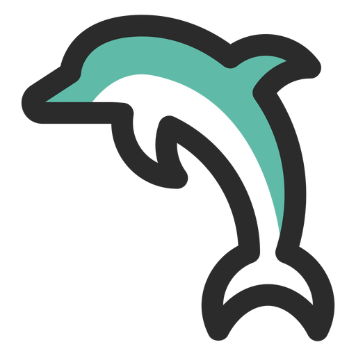 Ícone de traço colorido de golfinho pulando Desenho PNG