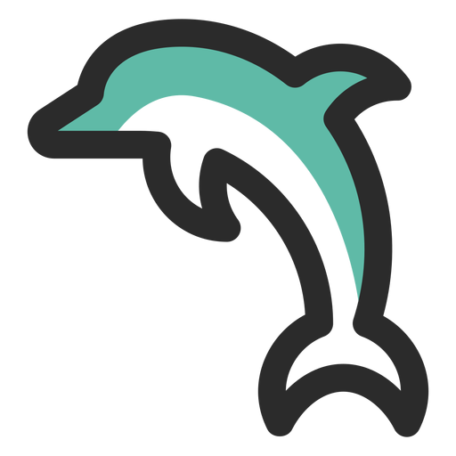 Jumping dolphin colored stroke icon PNG Design