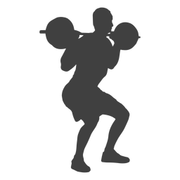Silueta de hombre con barra de sentadilla Diseño PNG