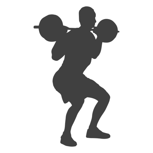 Man barbell squat silhouette PNG Design