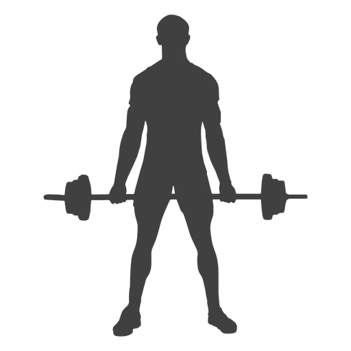Man holding barbell silhouette PNG Design