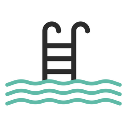 Ícone de traço colorido da escada da piscina Desenho PNG