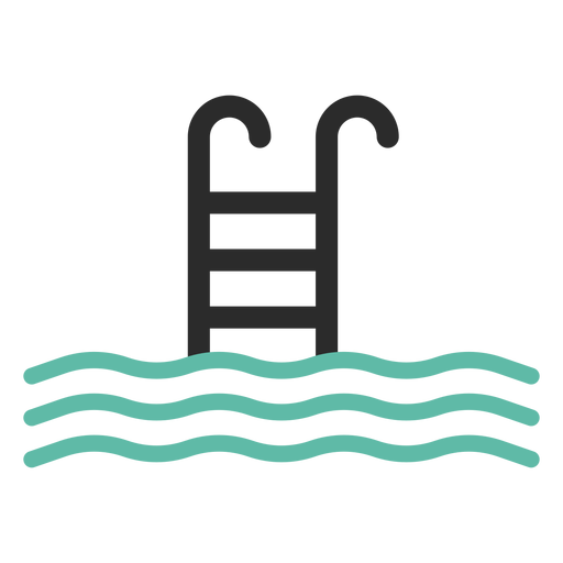 Icono de trazo de color de escalera de piscina Diseño PNG