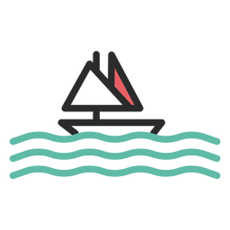Sailing boat colored stroke icon PNG Design