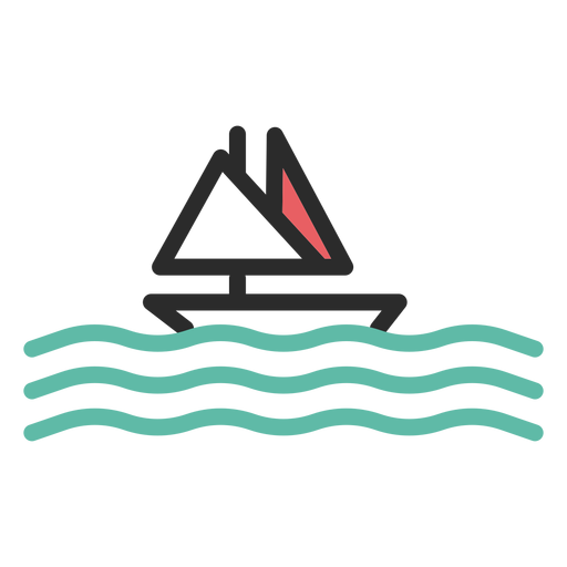 Segelboot farbiges Strichsymbol PNG-Design