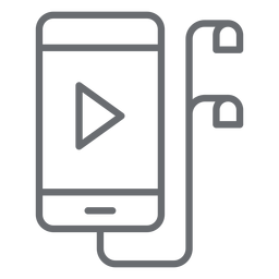 Smartphone with earphones stroke icon PNG Design