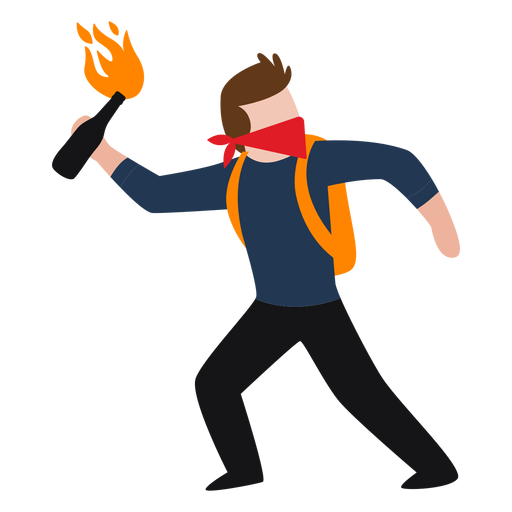 Vandal character throwing molotov - Transparent PNG & SVG vector file