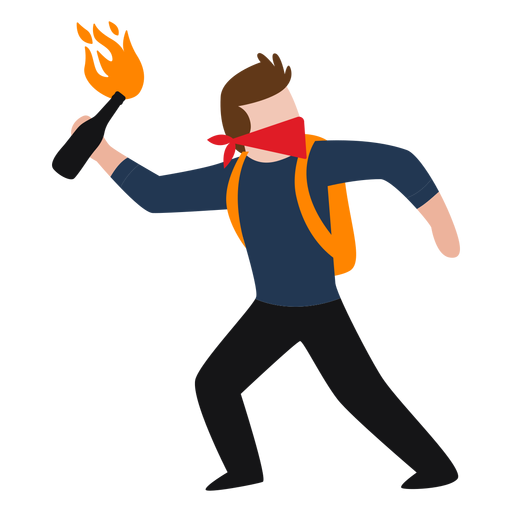 Vandal character throwing molotov PNG Design