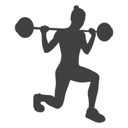 Woman barbell lunges silhouette
