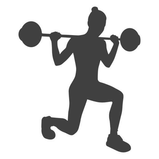 Woman barbell lunges silhouette PNG Design