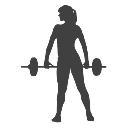 Mujer tenencia barra con pesas silueta Diseño PNG