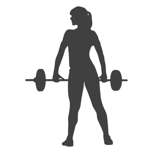 Woman holding barbell silhouette PNG Design