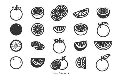 Conjunto de ícones planos de laranjas