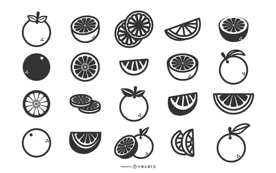 Oranges flat icon set Oranges flat icon set