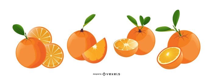 Iconos ilustrados de frutas naranjas
